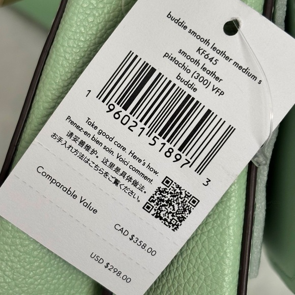 KATE SPADE Buddie Smooth Leather Medium Crossbody Pistachio Handbag--NWT - Picture 12 of 14